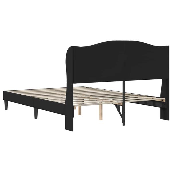 Grote foto vidaxl bedframe met hoofdeinde zwart 140 x 190 cm kunstleer antiek en kunst stoelen en banken