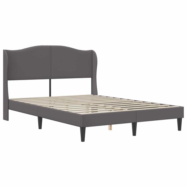 Grote foto vidaxl bedframe met hoofdeinde grijs 160 x 200 cm kunstleer antiek en kunst stoelen en banken