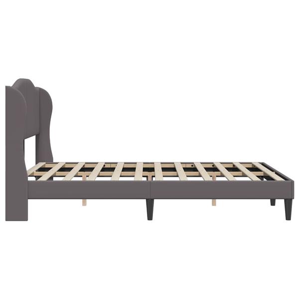Grote foto vidaxl bedframe met hoofdeinde grijs 160 x 200 cm kunstleer antiek en kunst stoelen en banken
