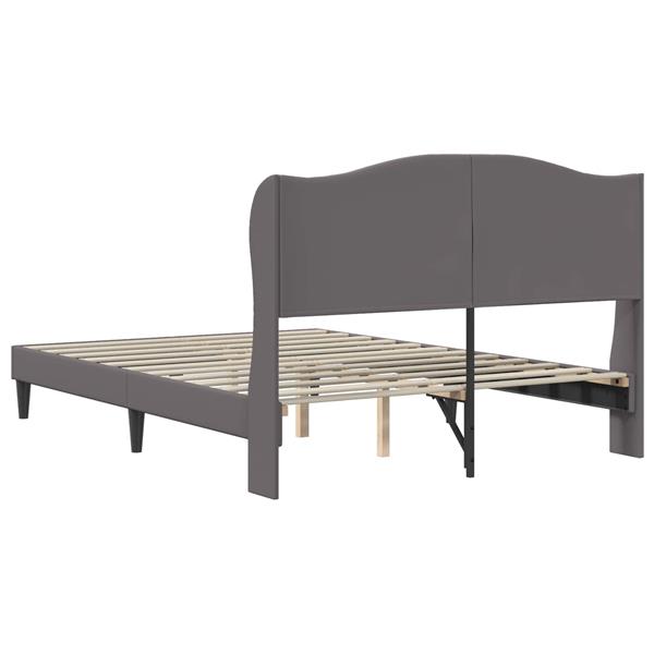 Grote foto vidaxl bedframe met hoofdeinde grijs 160 x 200 cm kunstleer antiek en kunst stoelen en banken