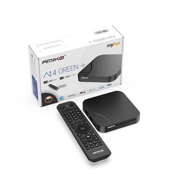 Grote foto retourdeal amiko a14 green plus 4k android iptv box telecommunicatie zenders en ontvangers