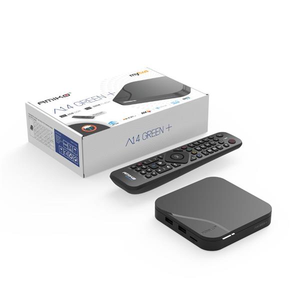 Grote foto retourdeal amiko a14 green plus 4k android iptv box telecommunicatie zenders en ontvangers