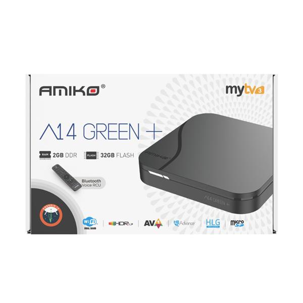 Grote foto retourdeal amiko a14 green plus 4k android iptv box telecommunicatie zenders en ontvangers