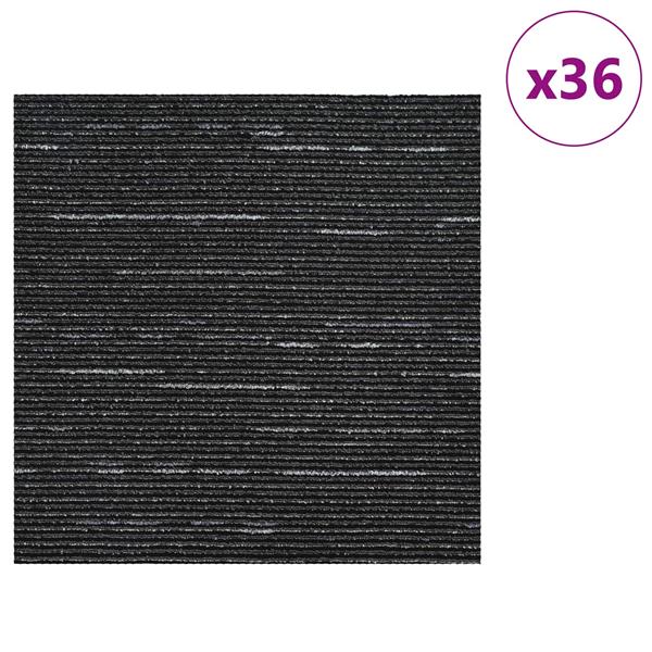 Grote foto vidaxl vloertegel gestreept zwart 50 x 50 cm 36 pcs pp en bitumen doe het zelf en verbouw tegels