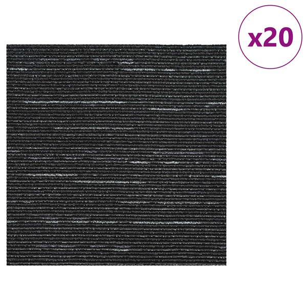 Grote foto vidaxl vloertegel gestreept zwart 50 x 50 cm 20 pcs pp en bitumen doe het zelf en verbouw tegels