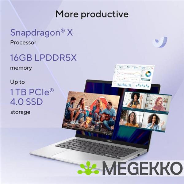 Grote foto asus vivobook 14 x1407qa ly089w copilot pc qualcomm snapdragon x1 26 100 14 computers en software overige computers en software