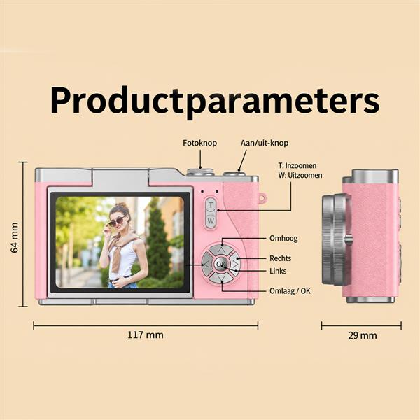 Grote foto slimlogy lk007 pro hd draaibare digitale camera roze diversen overige diversen