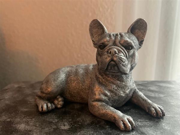 Grote foto franse bulldog beeldje op urnenkistje dieren en toebehoren toebehoren