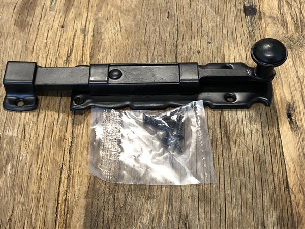 Grote foto schuifslot grendel coria 150 zwart staal. doe het zelf en verbouw materialen en producten