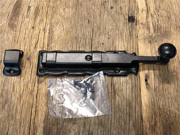 Grote foto schuifslot grendel coria 150 zwart staal. doe het zelf en verbouw materialen en producten
