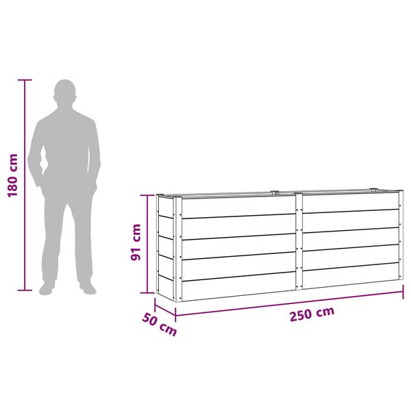 Grote foto vidaxl verhoogde plantenbak bruin 250 x 50 x 91 cm tuin en terras overige tuin en terras