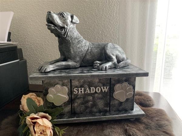 Grote foto amerikaanse bulldog hondenbeeld op urn als set dieren en toebehoren toebehoren
