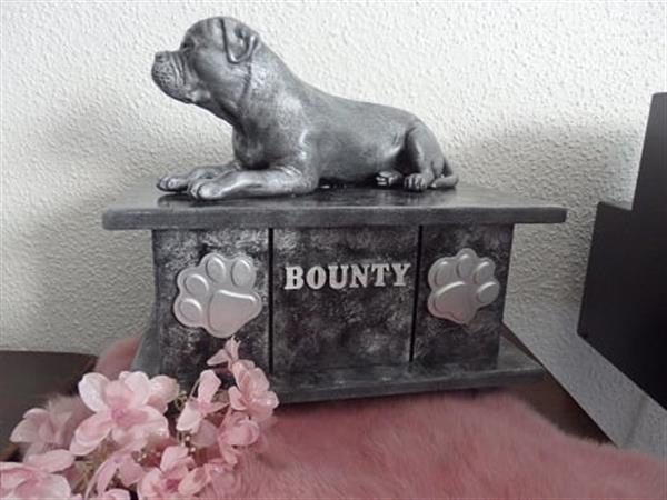 Grote foto amerikaanse bulldog hondenbeeld op urn als set dieren en toebehoren toebehoren