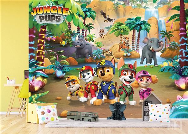 Grote foto paw patrol behang jungle pups fotobehang kinderen en baby inrichting en decoratie