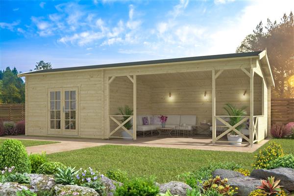 Grote foto blokhut tuinhuis mokka 40 mm vuren tuin en terras tuinhuisjes en blokhutten