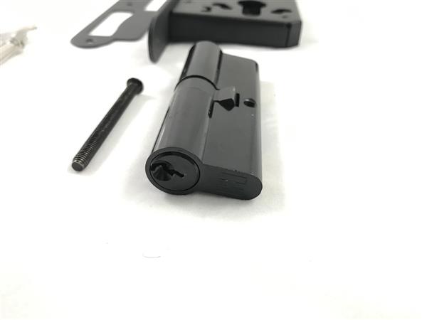 Grote foto complete deurbeslag set incl. slot en drie sleutels mat zwart din links pz72 doe het zelf en verbouw materialen en producten