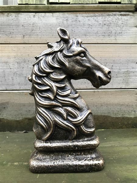 Grote foto mooi beeld van een paard brons look gemaakt van gietijzer tuin en terras tuindecoratie