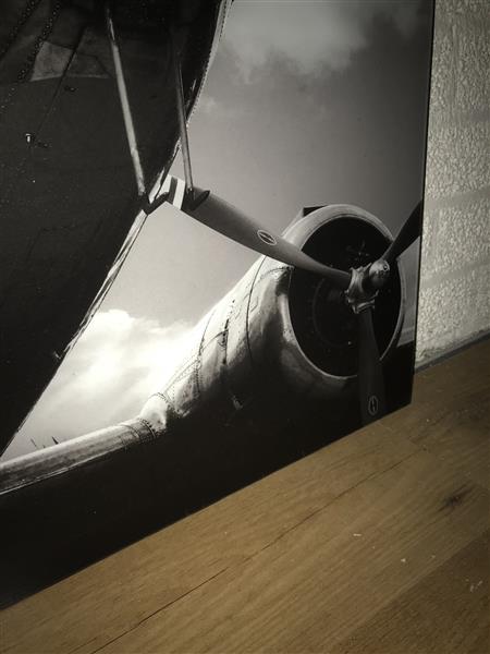 Grote foto kunst op glas van het vliegtuig de uiver nederlandse geschiedenis prachtig tuin en terras tuindecoratie