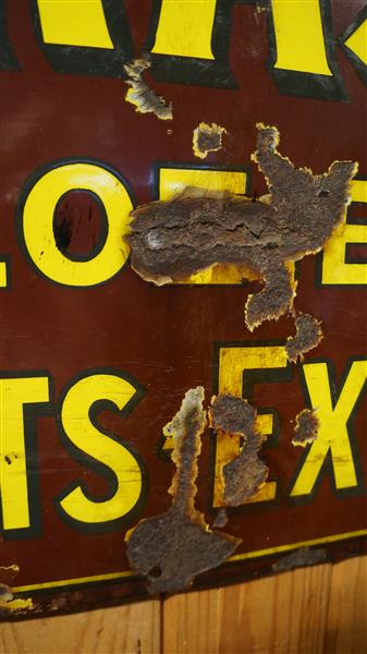 Grote foto antiek emaille brasso reclamebord vloeibaar poets verzamelen merken en reclame