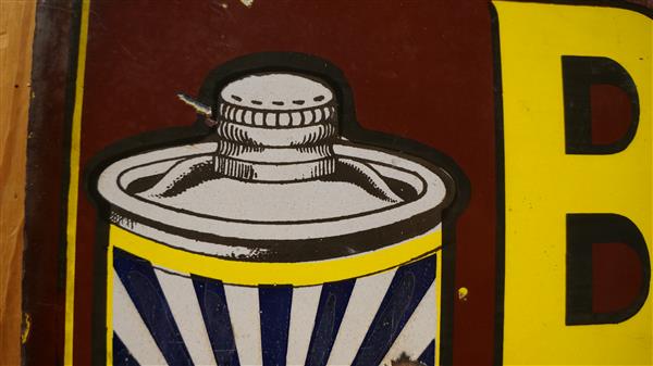 Grote foto antiek emaille brasso reclamebord vloeibaar poets verzamelen merken en reclame