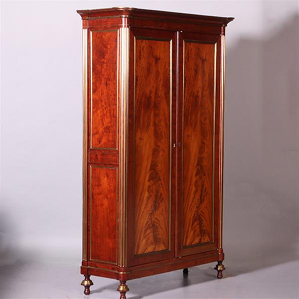 Grote foto chique franse tweedeurskast bloemmahonie met brons ronde hoekstijlen ca 1840 no.412005 antiek en kunst stoelen en banken