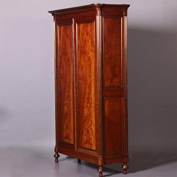Grote foto chique franse tweedeurskast bloemmahonie met brons ronde hoekstijlen ca 1840 no.412005 antiek en kunst stoelen en banken