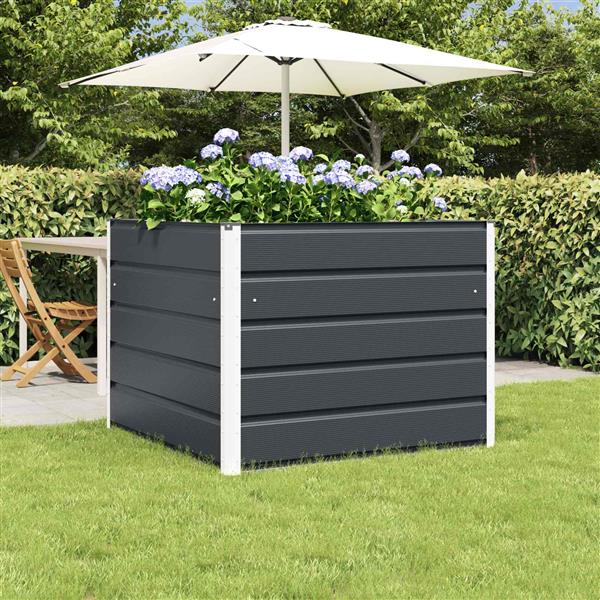 Grote foto vidaxl plantenbak antraciet 100 x 100 x 75 cm staal tuin en terras overige tuin en terras