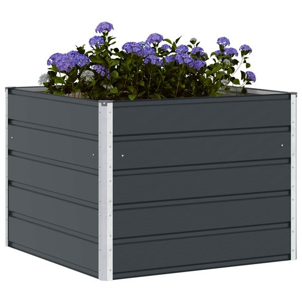 Grote foto vidaxl plantenbak antraciet 100 x 100 x 75 cm staal tuin en terras overige tuin en terras