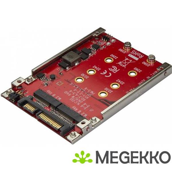 Grote foto startech.com dubbel sleufs m.2 schijf naar sata adapter voor 2.5 drive bay raid computers en software netwerkkaarten routers en switches