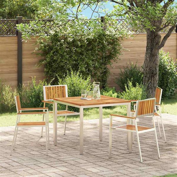 Grote foto vidaxl tuinstoel 4 pcs massief acacia hout en roestvrijstaal tuin en terras tuinmeubelen