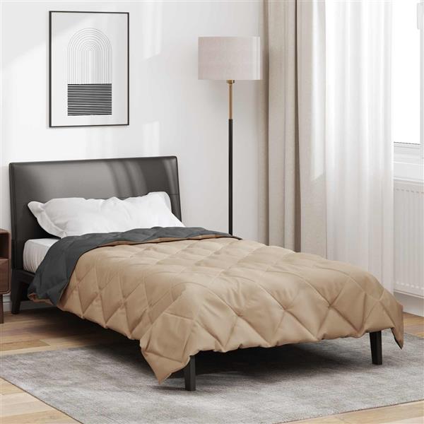Grote foto vidaxl zomerdekbed antraciet en taupe 220 x 140 cm microfiber huis en inrichting bedden