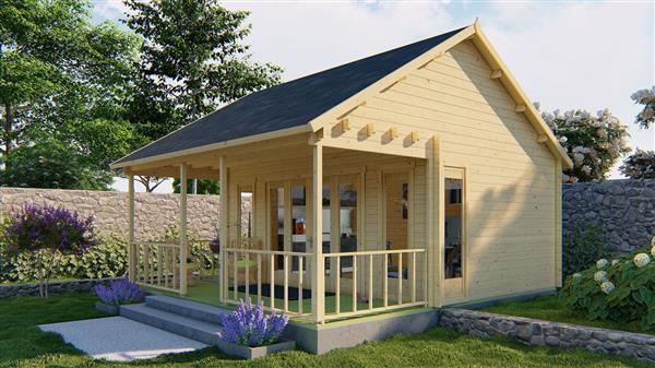 Grote foto blokhut tuinhuis olaug 44 mm vuren tuin en terras tuinhuisjes en blokhutten