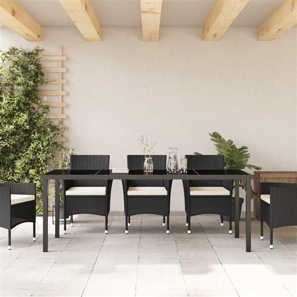 Grote foto vidaxl tuinstafel zwart 200 x 80 x 73 cm metaal tuin en terras tuinmeubelen