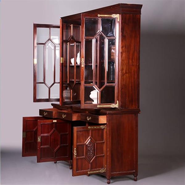 Grote foto boekenkast gemerkt maple co 6 deuren 3 laden brons beslag ca 1900 no.412040 antiek en kunst stoelen en banken