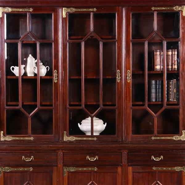 Grote foto boekenkast gemerkt maple co 6 deuren 3 laden brons beslag ca 1900 no.412040 antiek en kunst stoelen en banken