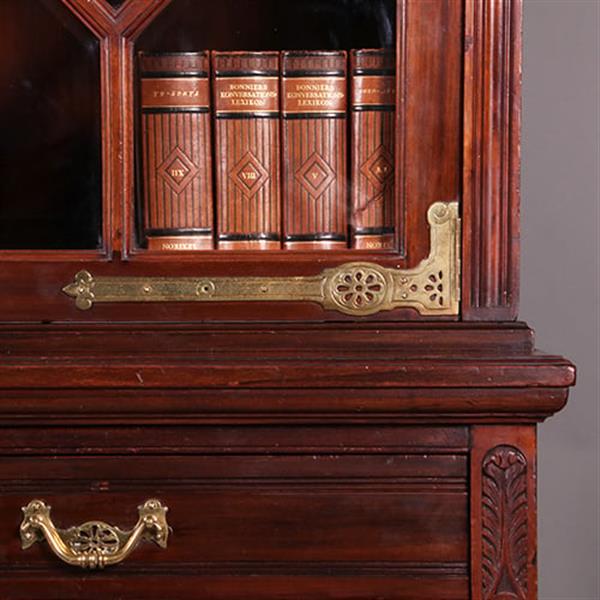 Grote foto boekenkast gemerkt maple co 6 deuren 3 laden brons beslag ca 1900 no.412040 antiek en kunst stoelen en banken