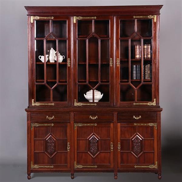 Grote foto boekenkast gemerkt maple co 6 deuren 3 laden brons beslag ca 1900 no.412040 antiek en kunst stoelen en banken