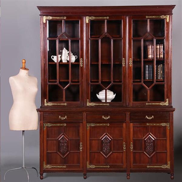 Grote foto boekenkast gemerkt maple co 6 deuren 3 laden brons beslag ca 1900 no.412040 antiek en kunst stoelen en banken