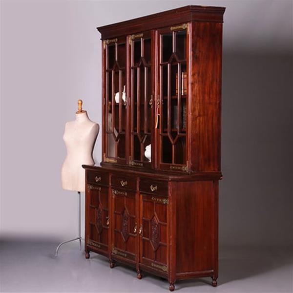 Grote foto boekenkast gemerkt maple co 6 deuren 3 laden brons beslag ca 1900 no.412040 antiek en kunst stoelen en banken