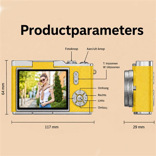Grote foto slimlogy lk007 pro hd draaibare digitale camera geel diversen overige diversen