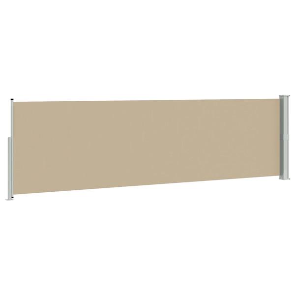 Grote foto vidaxl uittrekbaar zijscherm rechthoekig 120 x 300 cm polyester beige tuin en terras overige tuin en terras