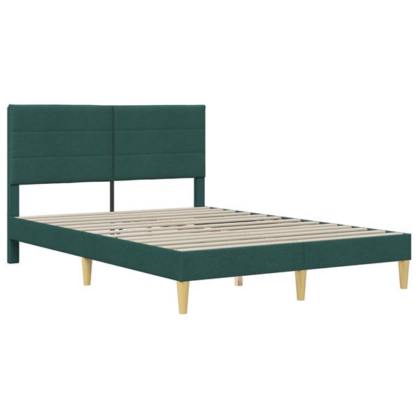 Grote foto vidaxl bedframe met hoofdeinde donkergrijs 137 x 190 cm stof antiek en kunst stoelen en banken