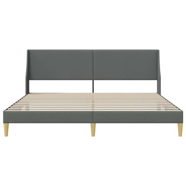 Grote foto vidaxl bedframe met hoofdeinde donkergrijs 183 x 213 cm stof antiek en kunst stoelen en banken