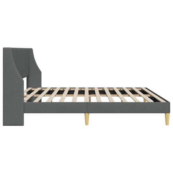 Grote foto vidaxl bedframe met hoofdeinde donkergrijs 183 x 213 cm stof antiek en kunst stoelen en banken