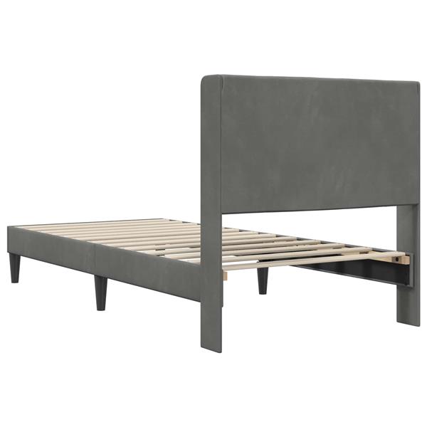 Grote foto vidaxl bedframe met hoofdeinde donkergrijs 100 x 190 cm fluweel antiek en kunst stoelen en banken