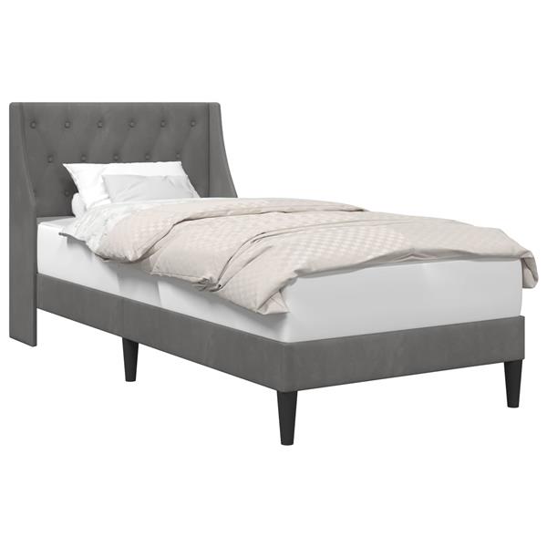Grote foto vidaxl bedframe met hoofdeinde donkergrijs 100 x 203 cm fluweel antiek en kunst stoelen en banken