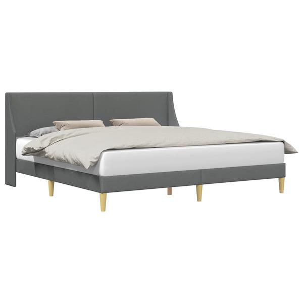 Grote foto vidaxl bedframe met hoofdeinde donkergrijs 183 x 213 cm stof antiek en kunst stoelen en banken