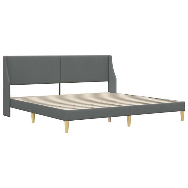 Grote foto vidaxl bedframe met hoofdeinde donkergrijs 183 x 213 cm stof antiek en kunst stoelen en banken