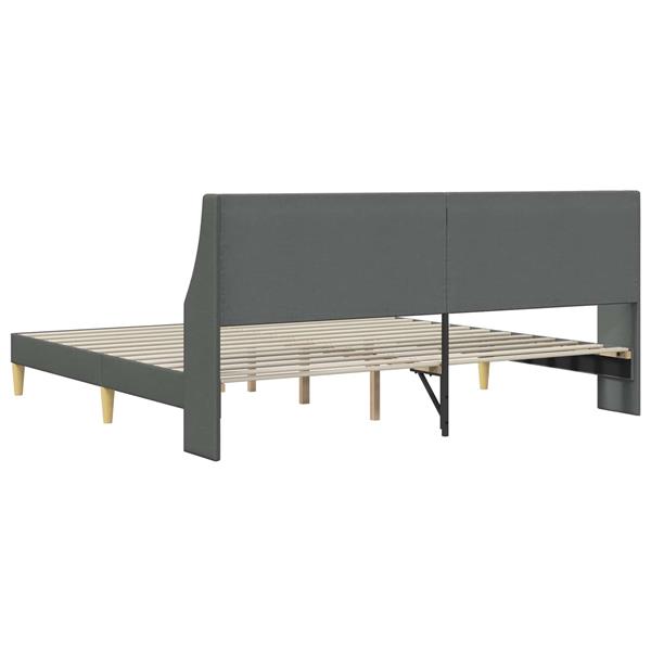 Grote foto vidaxl bedframe met hoofdeinde donkergrijs 183 x 213 cm stof antiek en kunst stoelen en banken