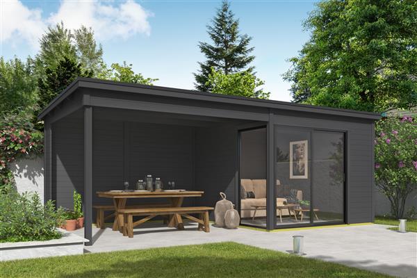 Grote foto blokhut met overkapping julia 295x295 vuren tuin en terras tuinhuisjes en blokhutten
